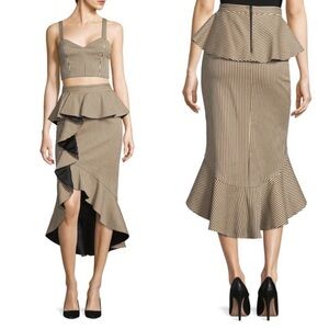 Alice + Olivia Striped Black and Tan Dress